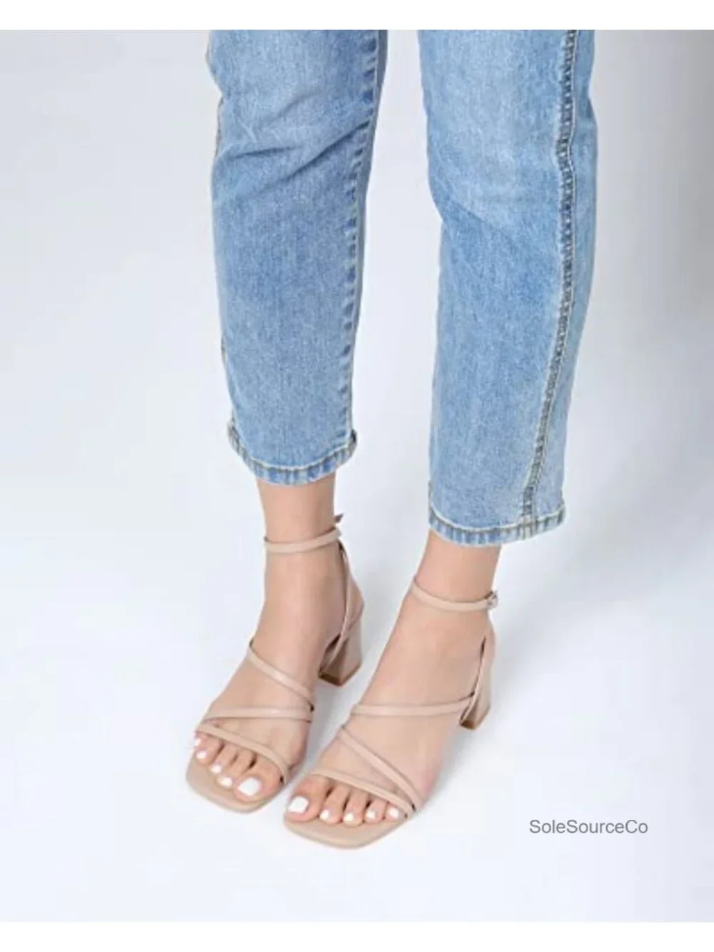 Low Chunky Block Heel Sandals Square Open Toe Ankle Strap Heeled Sandals